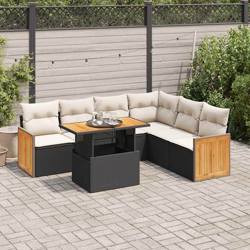 Vidaxl Garden Sofa Set Black, Cream White