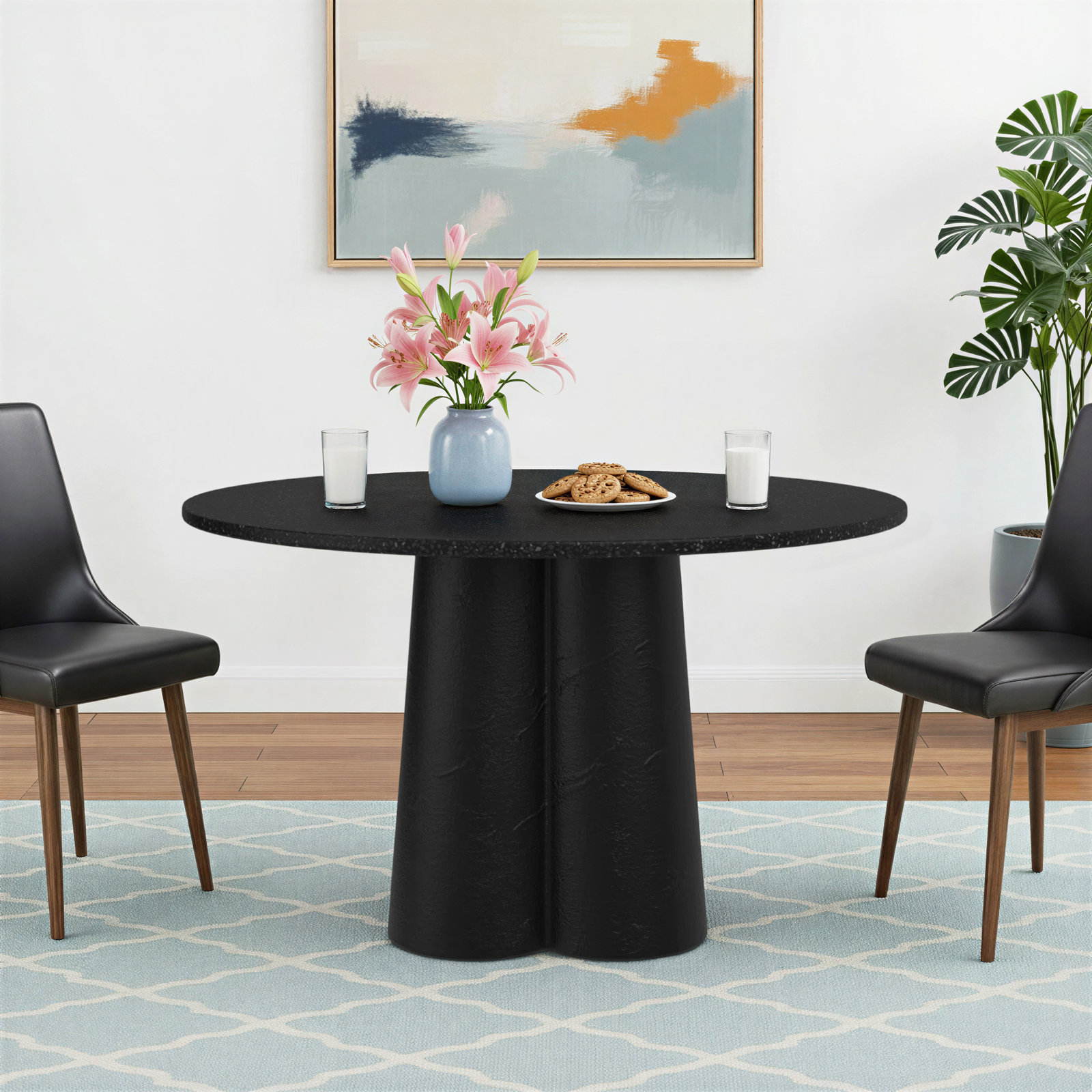 Hoa 47'' Round Dining Table, Black