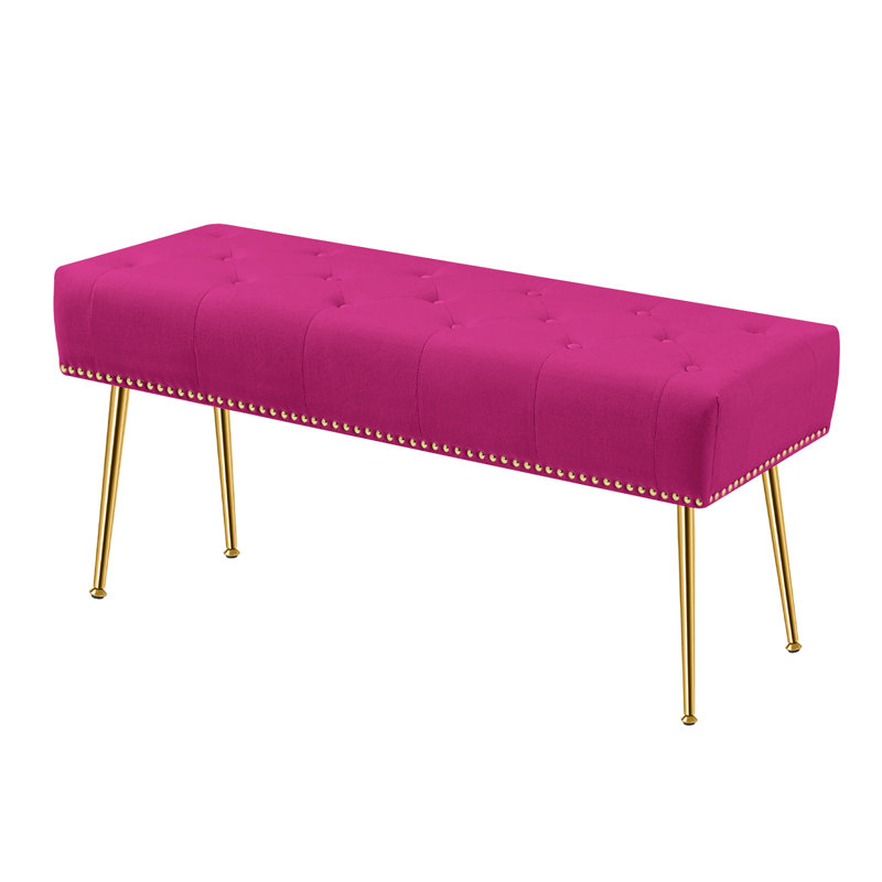 Banc rembourré en velours Chereese, Rose