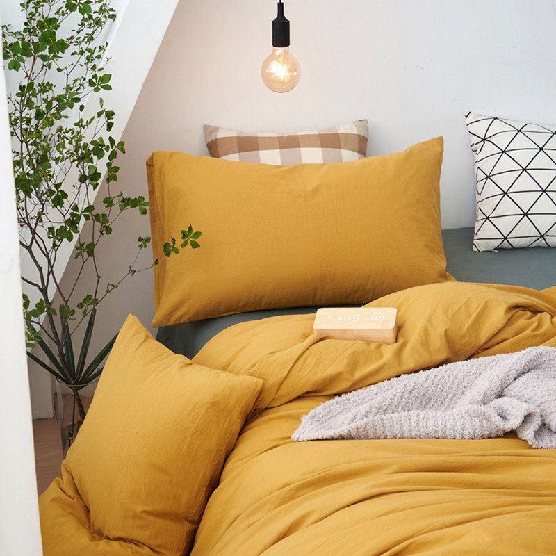 Ensemble de housse de couette 100% coton délavé, texturé, respirant, durable, doux et confortable