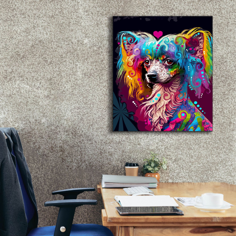 'Chinese Crested' by Dean Russo Canvas Wall Art, 30" H x 26" W