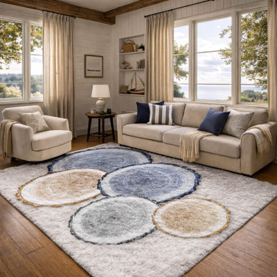 Premium Machine Washable Dream Shag ADS575 Wood Slices Rug