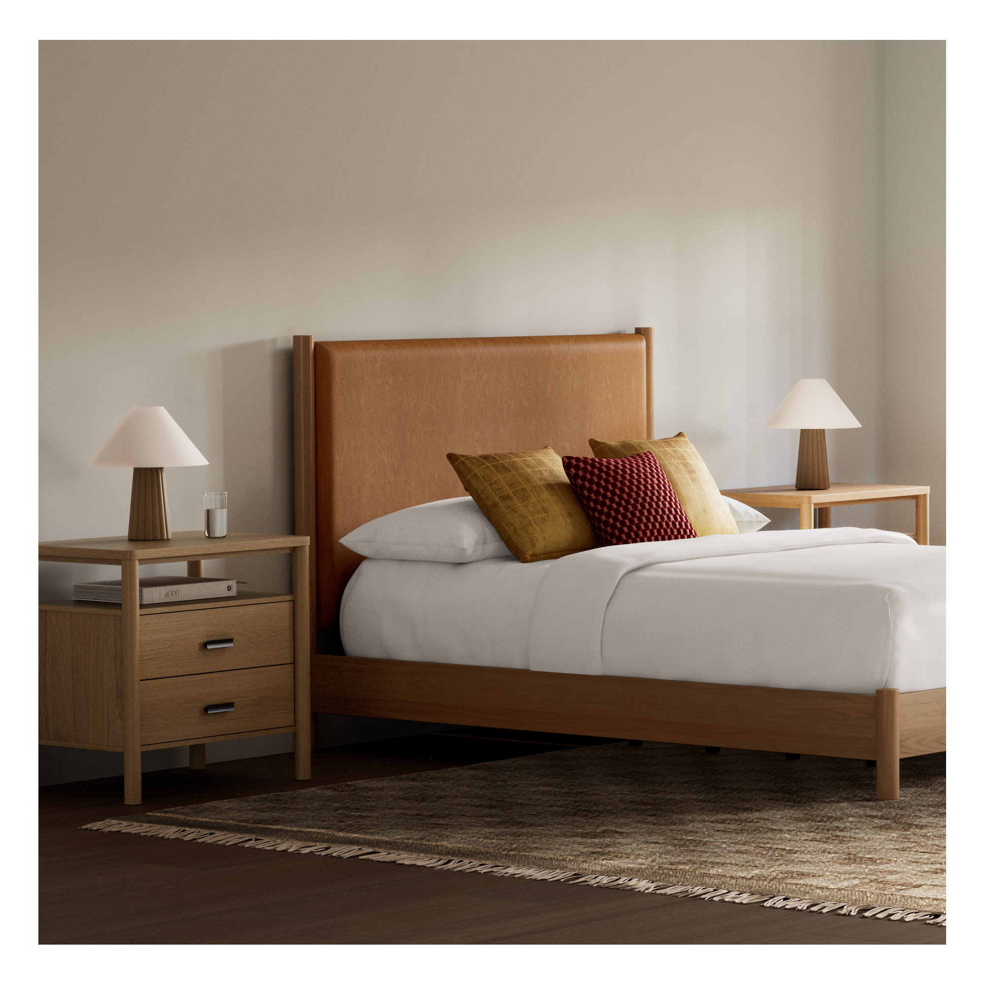 Kaplan Wood Bed, King, Natural/Brown