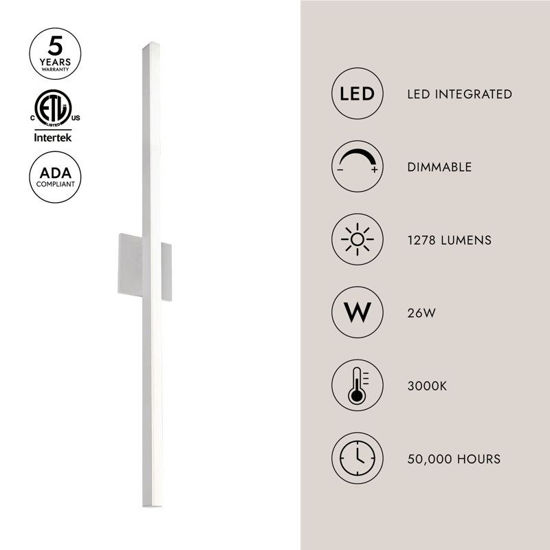 Vega 1 - Light LED Wallchiere, 37" H x 4.75" W x 1.75" D