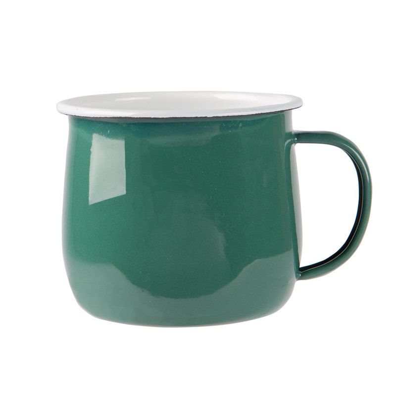Enamelware Camping Mug, Green/White, 12