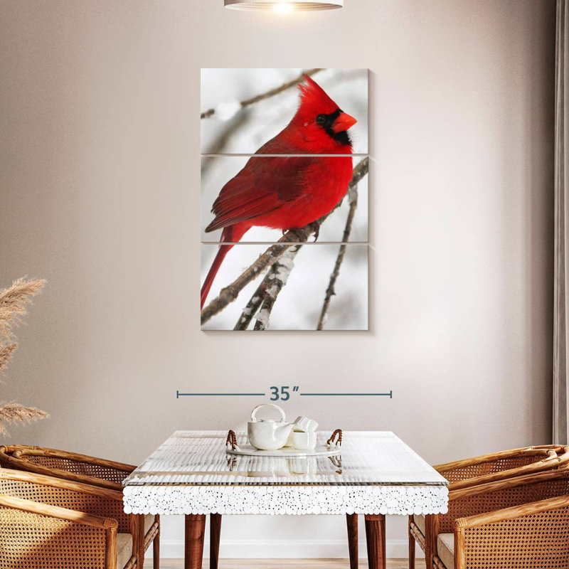 Brampt Birch Tree And Cardinal, 45" H x 28" W