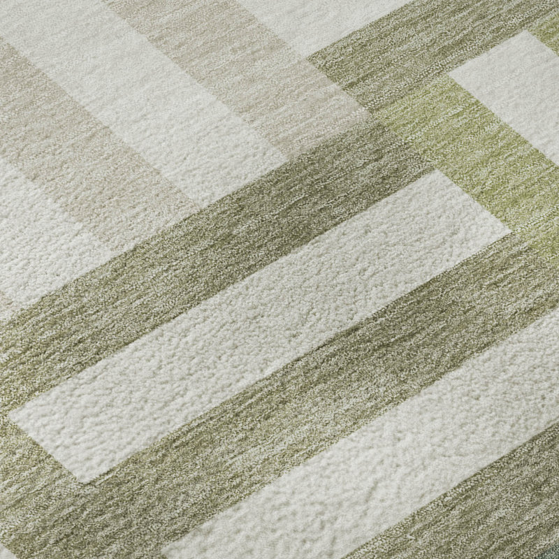 Premium Machine Washable Mayfield AMF2332 Geometric Rug, 3' x 5', Sage