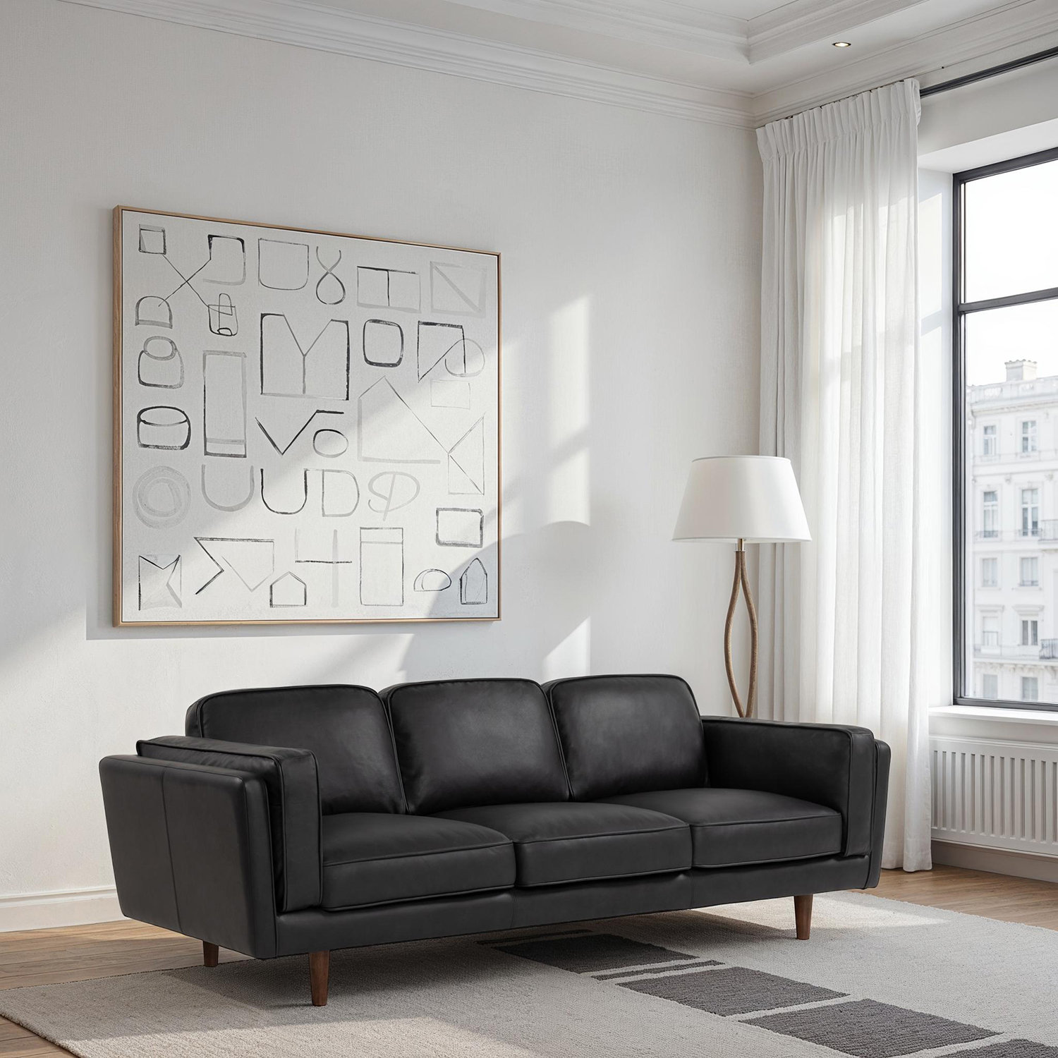 Noria 90" Sofa, Black