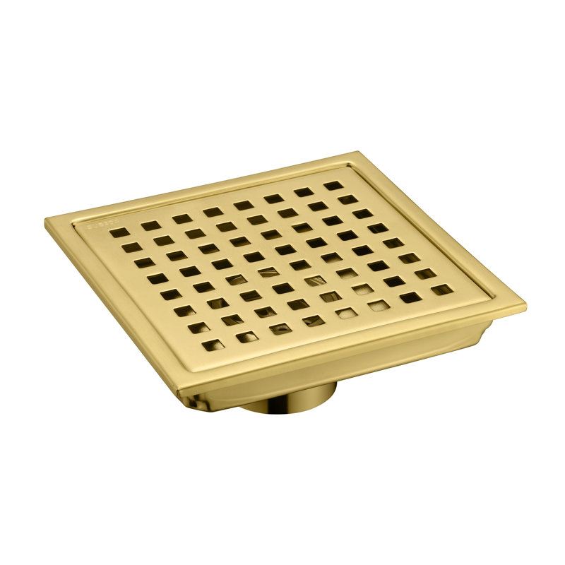 6 in. x 6 in. Shower Floor Drain, Brushed Gold