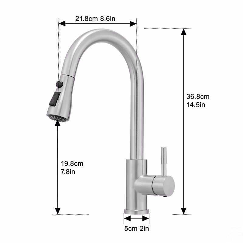 Kitchen Sink Faucet Kitchen Faucets With Pull Out Sprayer Stainless Steel Kitchen Faucet, Brushed Nickel