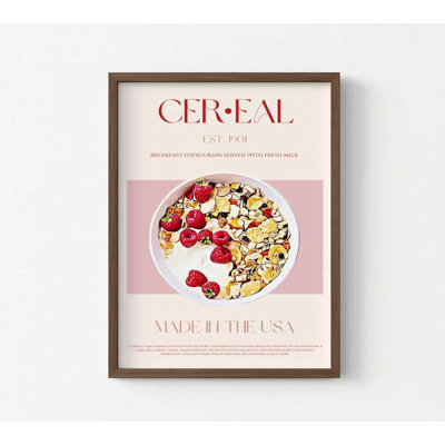 Art rétro de céréales - reproduction de petit déjeuner rétro | Œuvre d'art alimentaire personnalisable encadrée