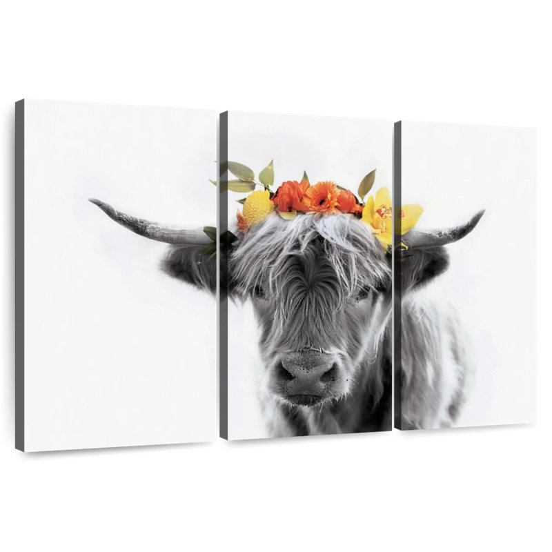 Brampt Pop Flower Crown Cow, 20" H x 33" W