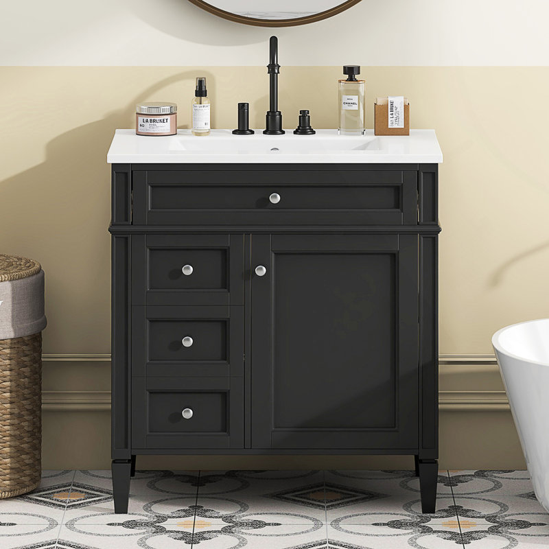 Meuble-lavabo moderne de 30 po avec lavabo supérieur, rangement spacieux et conception durable pour une utilisation efficace de l'espace