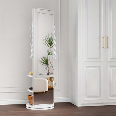 360° Rotating Storage Rack Coat Rack with Mirror