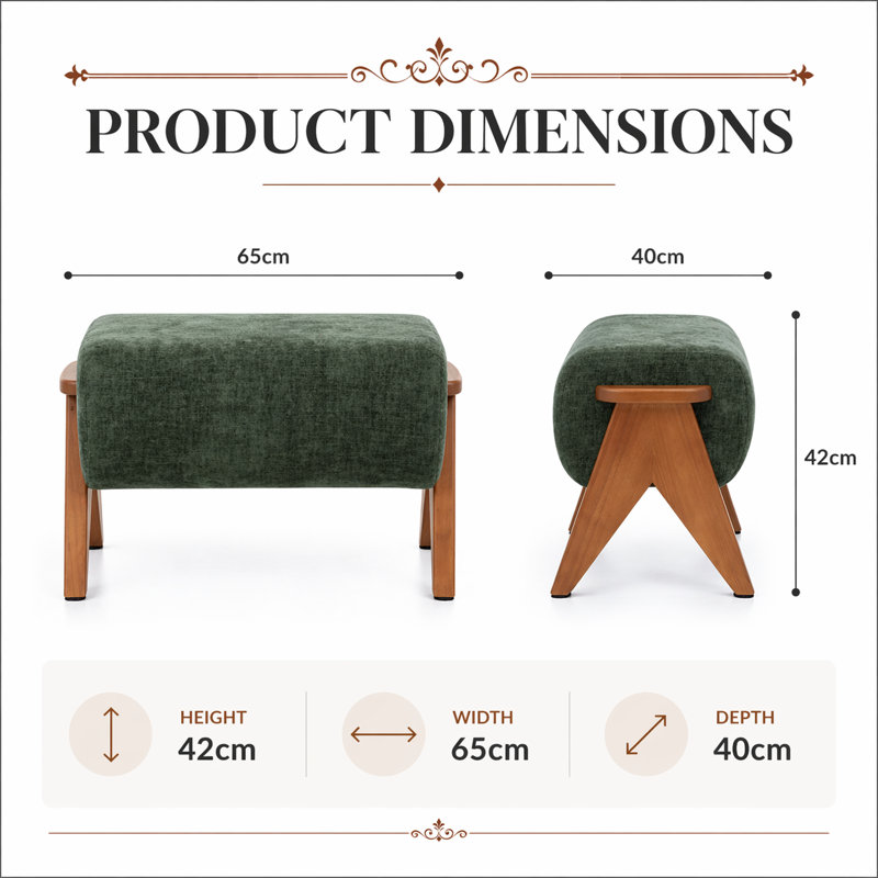 65cm Wide Rectangle Solid Colour Standard Ottoman, Green