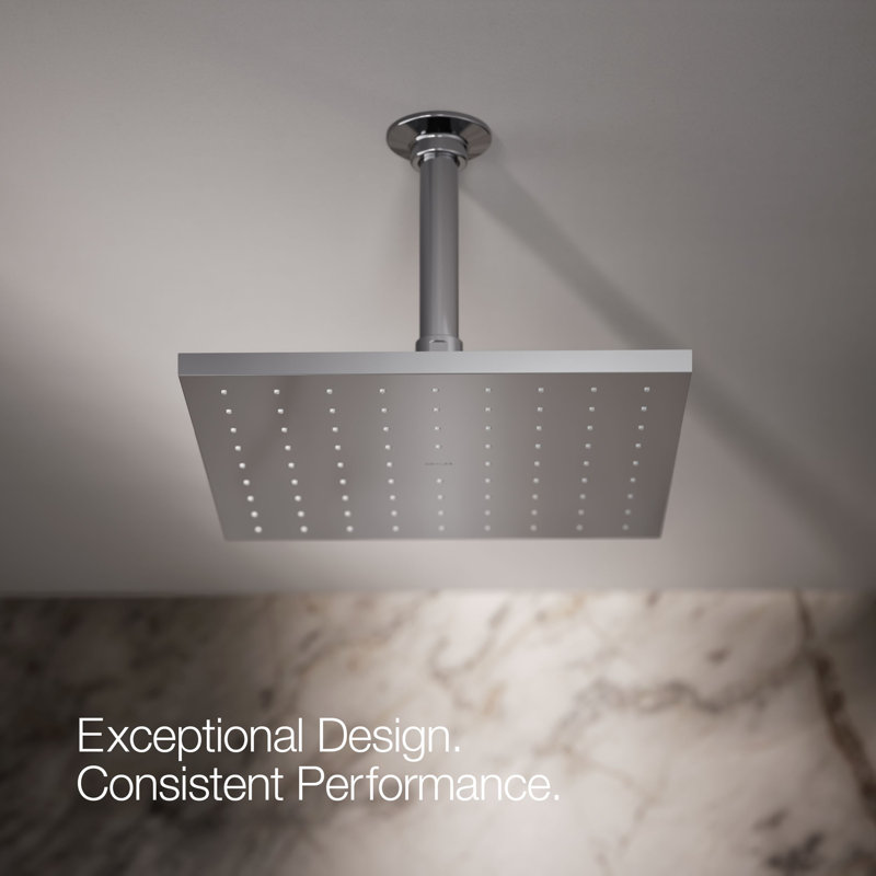 Contemporary Multi Function Rain Shower Head, Polished Chrome, Square, 1.75 GPM