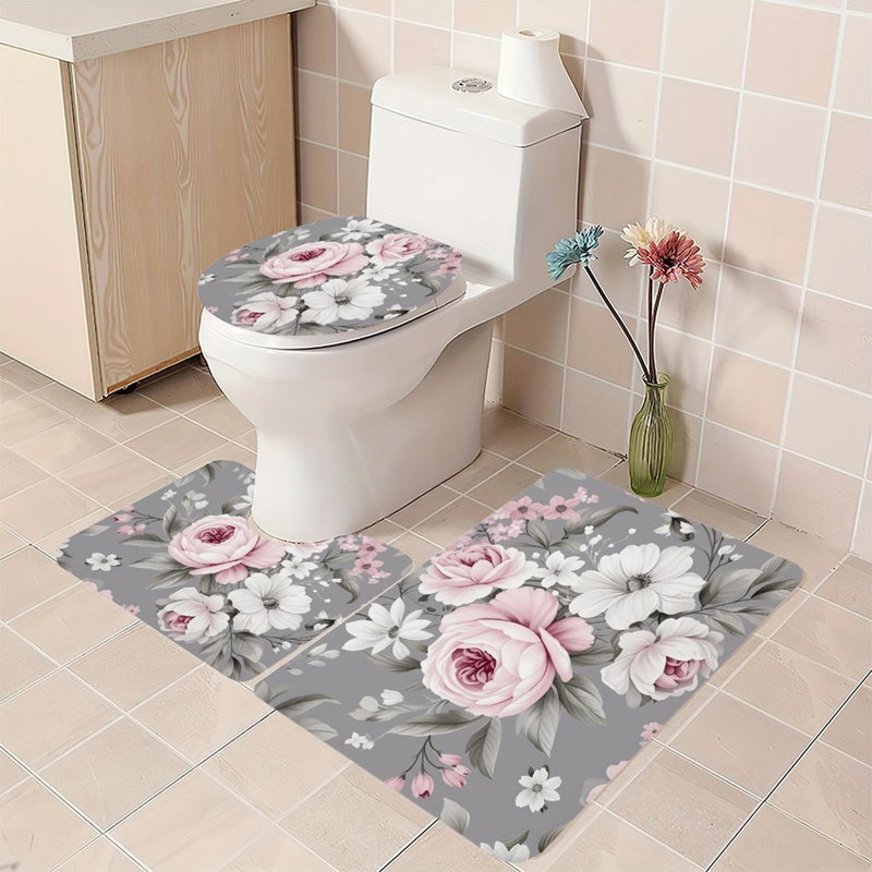 Doux rose et gris à motif floral