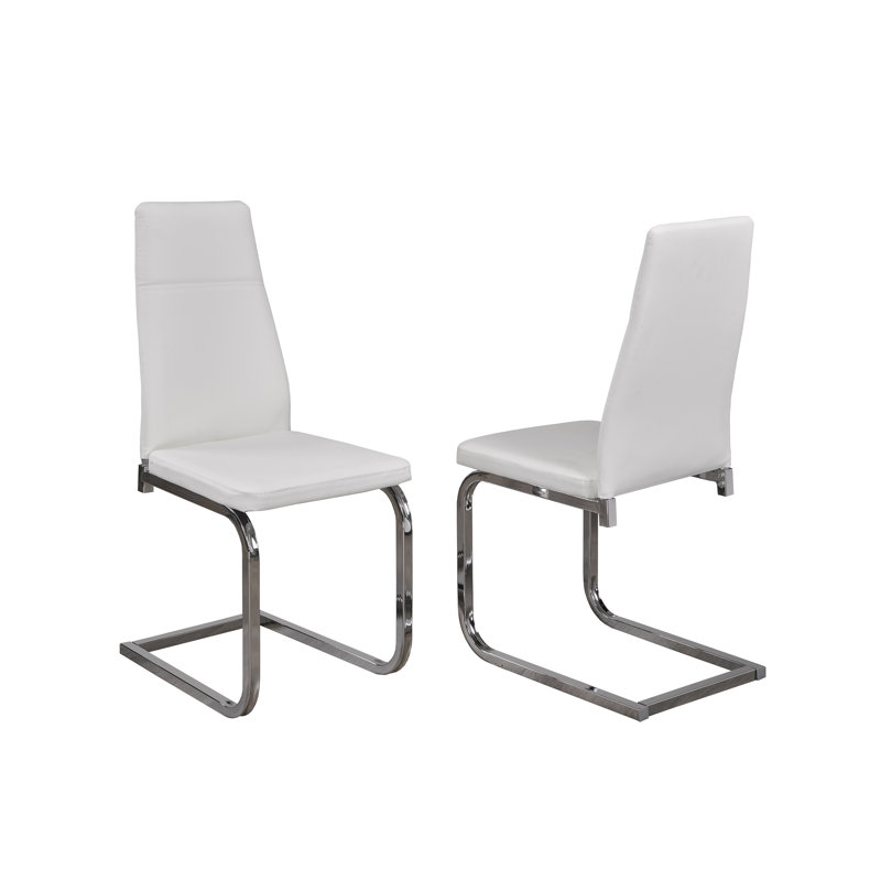 Chaise d'appoint rembourrée Frohne, Blanc, Chrome