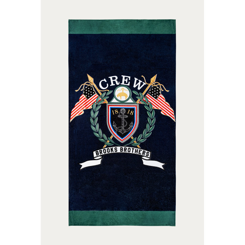LOGO CREST Turkish Cotton Beach Towel, Navy