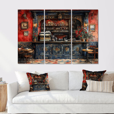 Red And Black French Coffee Shop I - French Cafe Wall Decor Set