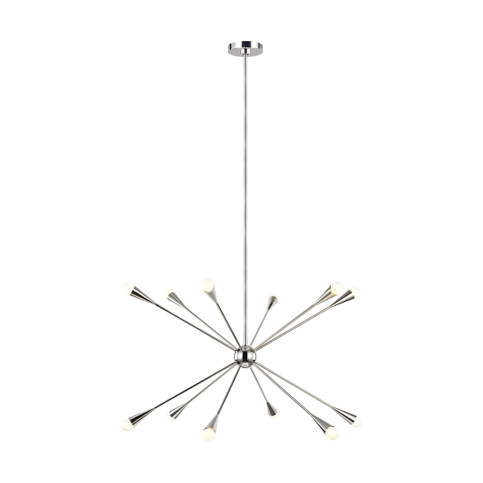 Addley 10 - Light Metal Dimmable Sputnik Chandelier, Polished Nickel, 12 Lights