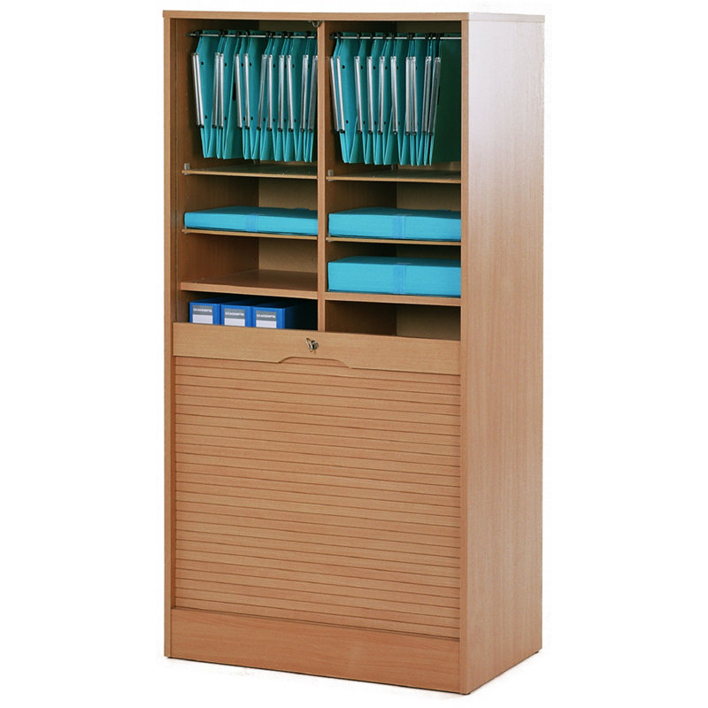 Cauley 1 -Door 16 -Shelf Tambour Unit, Beech