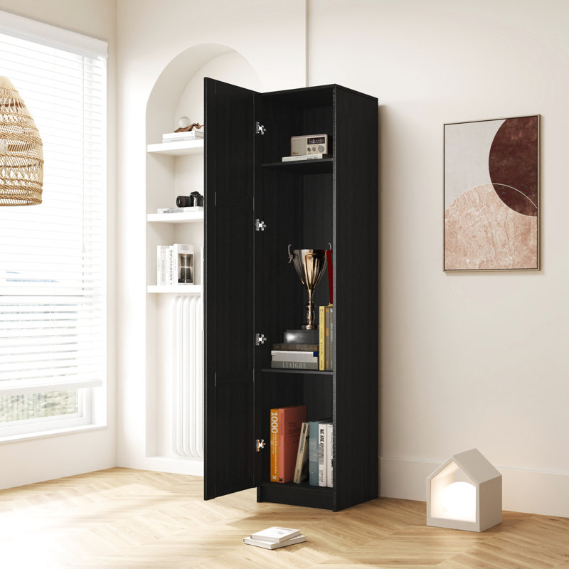 Armoire empilable noire H 69,75 po de P 16 po x l 16,7 po Chesson. Cloisons amovibles pour plus de rangement. Cuisine, salle de bain, garage. Rangement mural noir, P 16 po x H 69,75 po. Très idéale