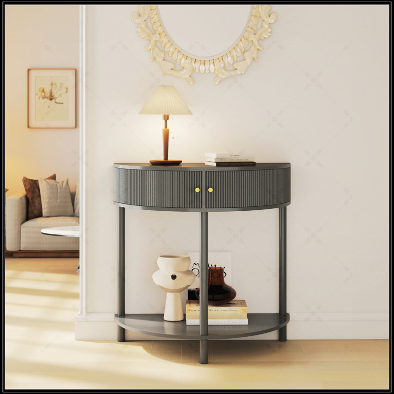 Console demi-lune Artisan, Gris foncé