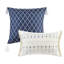 Édredon double / grand - Imprimé seersucker bleu doux et taupe, 2 taies décoratives, literie lavable et machine à jeter le diamant dans une machine à laver commerciale