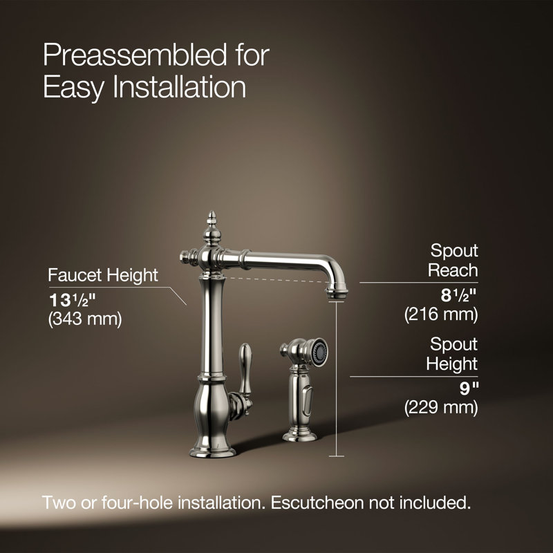 Artifacts® Single Handle Kitchen Sink Faucet with Accessories, Vibrant Polished Nickel