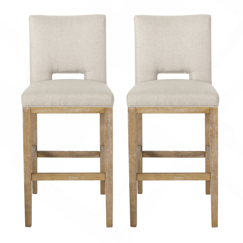 31 Inch Counter Stools, Set Of 2, Fabric, Beige