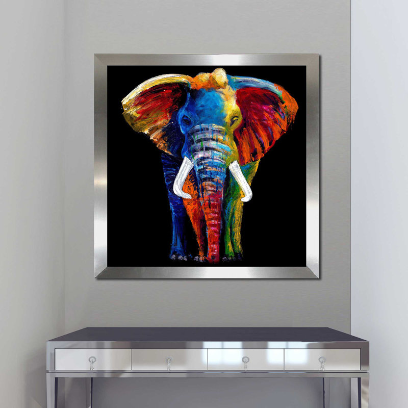 «Great Elephant» par Clara Summer - impression, Encadrement argenté, H 31,5 po x l 31,5 po x P 1 po