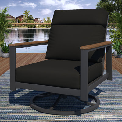 Chaise berçante d'extérieur en métal avec coussin Sunbrella Townsend