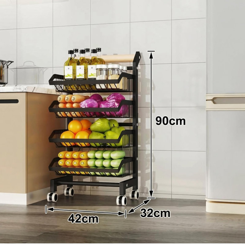 Metal Storage Rack, 90cm H x 42cm W x 32cm D
