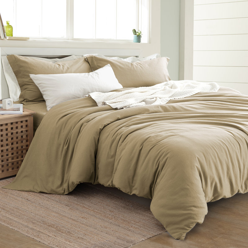 Gray King Linen and Cotton Duvet Cover Set