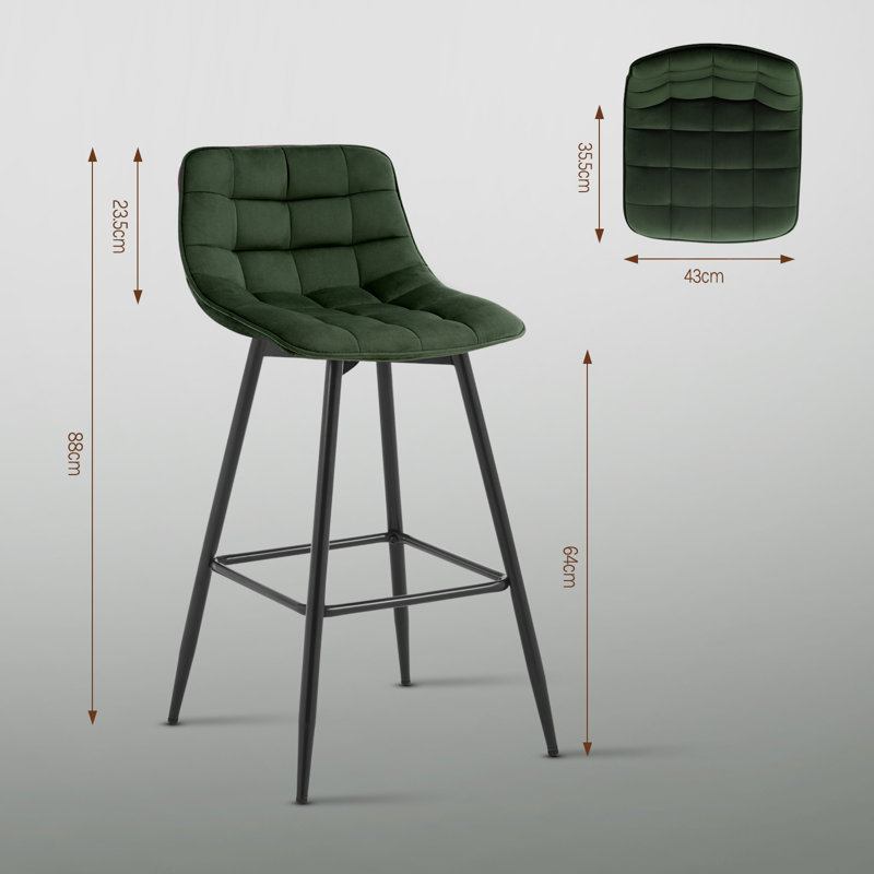 Heyman Upholstered Counter Stool, Dark Green, 2