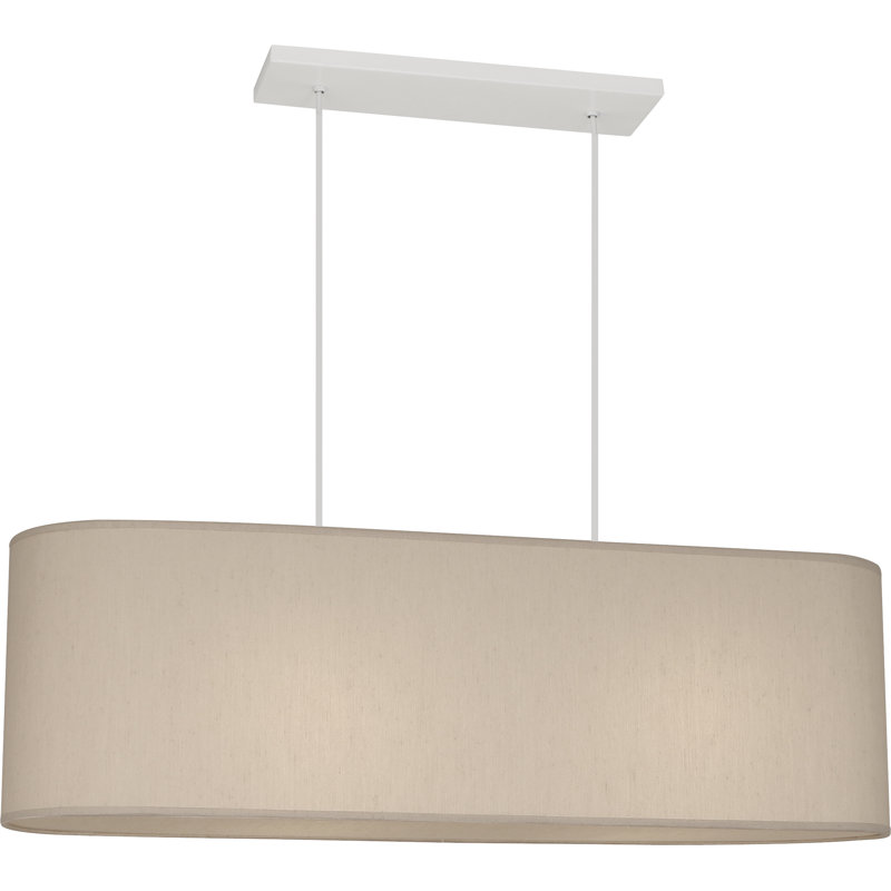 Elena 2 - Light Painted White Kitchen Island Pendant, Bone Dupioni