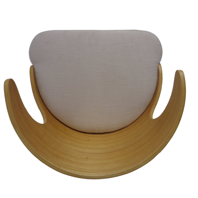 Light Beige Upholstered Wood Mid-Century Modern Barstools, Set of 2
