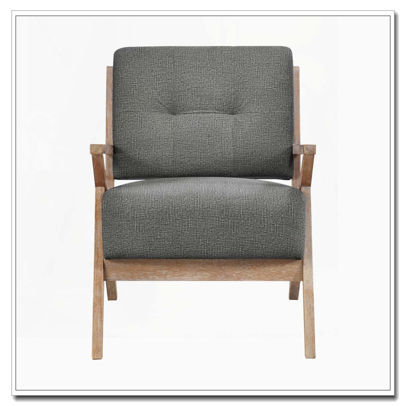 Fauteuil d'appoint capitonné avec finition noyer antique, Gris foncé