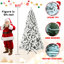 Arbre de Noël floqué pré-éclairé avec lumières blanches chaudes, pointes en PVC, fil mémoire dépliable automatiquement, support facile à assembler et support en métal stable - décor des Fêtes enneigé-614546152
