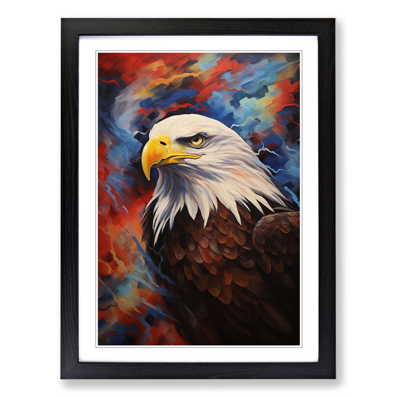 Eagle Modern - Single Picture Frame Print on Wood, Black Framed, 46cm H x 34cm W
