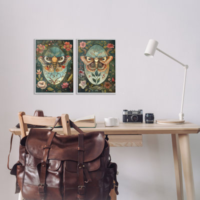 «Vintage Victorian Folk Moths», ensemble de 2 giclées encadrées, design par The Dutch Lady