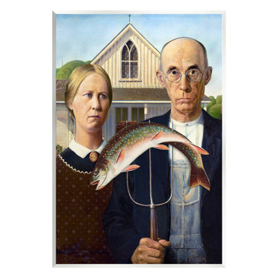 " American Gothic With Fish " by Birch&Ink Painting Print