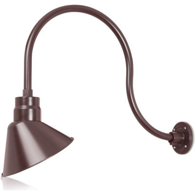10 po Luminaire architectural à abat-jour en col de cygne Long bras d'extension - Applique murale de style campagnard, antique - Homologué UL - Ampoule DEL A19 9W 900lm (blanc froid 5000K) - paquet de 2