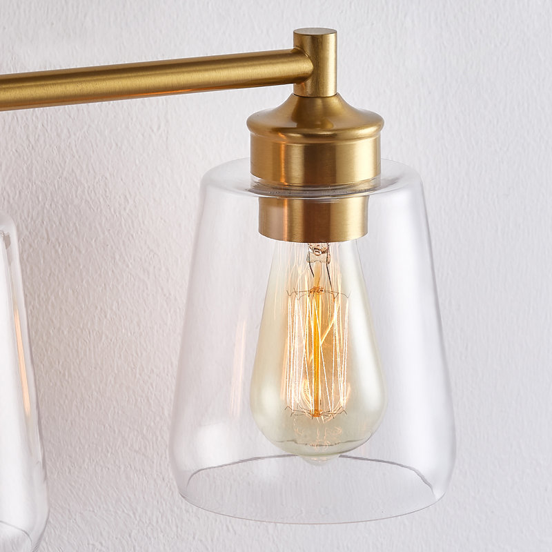 Éclairage pour meuble-lavabo en métal et verre à intensité variable Medaim, Quatre lumières, Doré