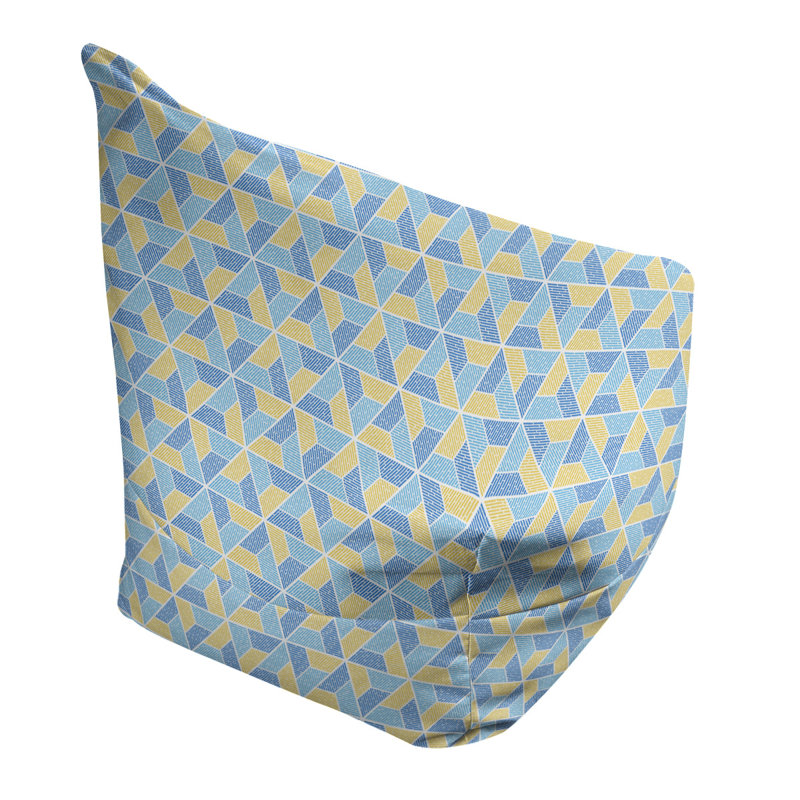 Fauteuil à billes Leffel, H 38 po x L 42 po x P 29 po, Pouf fauteuil, Kaki foncé/bleu bleuet/bleu ciel