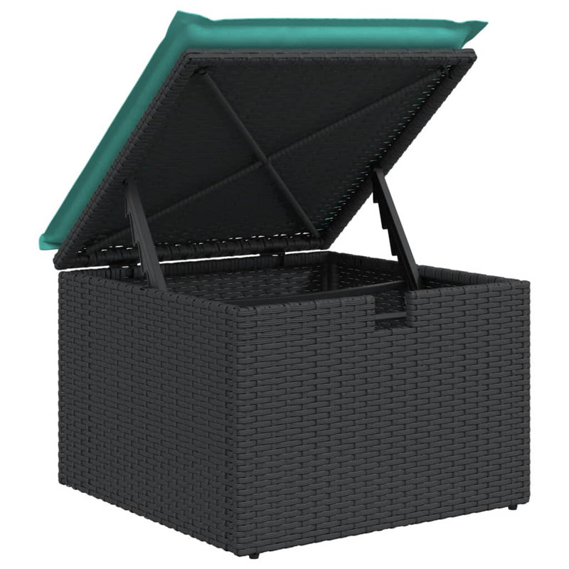  Ensemble de canapé de patio 6 pièces avec coussins en rotin de polyester, Noir, Vert