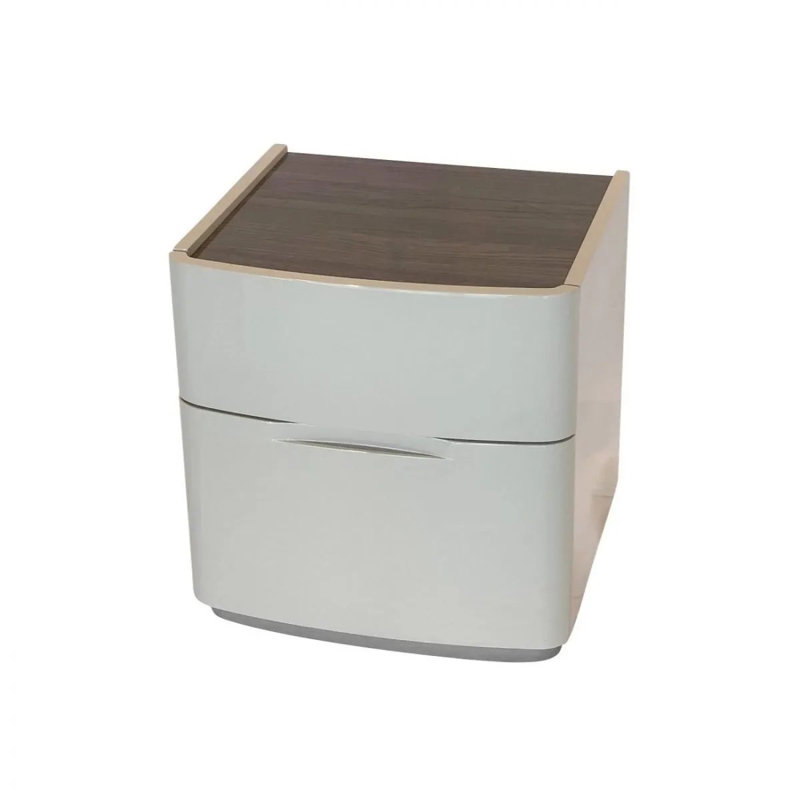 Commode anglaise à 2 tiroirs en blanc / châtaignier