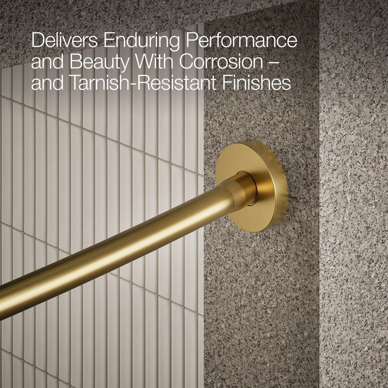 Expanse® 76" Curved Fixed Shower Curtain Rod, Brass