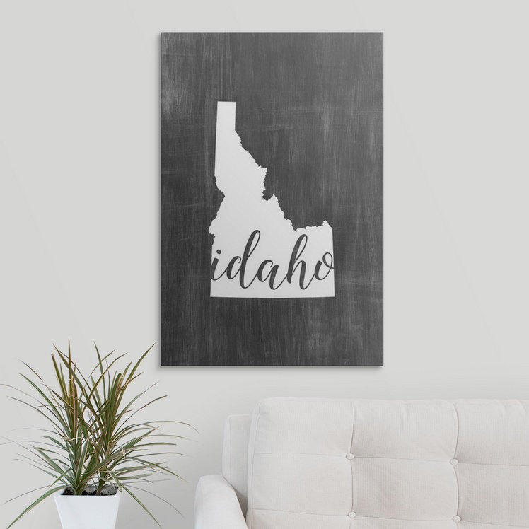 «Home State Typographie Idaho», impression de cercle intérieur, H 26 po x l 20 po x P 1 po, Cadre noir